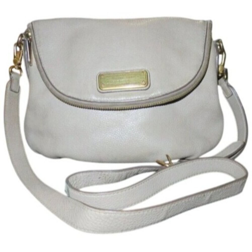 Marc Jacobs Natasha Cream Italian Leather Flap Crossbody